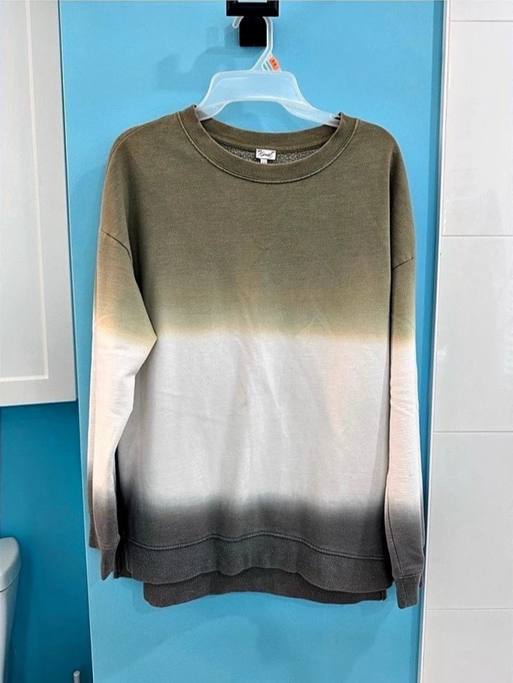 Kismet Color Block Crewneck Sweater in Green & White